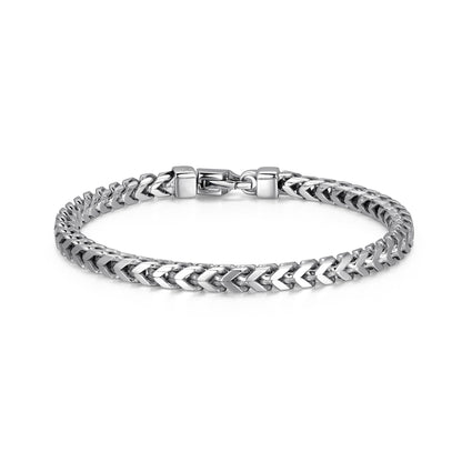Italian Chain Rhodium Plated 4-Side Franco Chain Bracelet - 8.5" - UB0002M | ethos