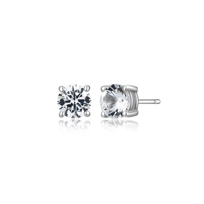 Basic Rhodium Plated Sterling Silver and Created White Sapphire Stud Earrings - UE24W | ethos