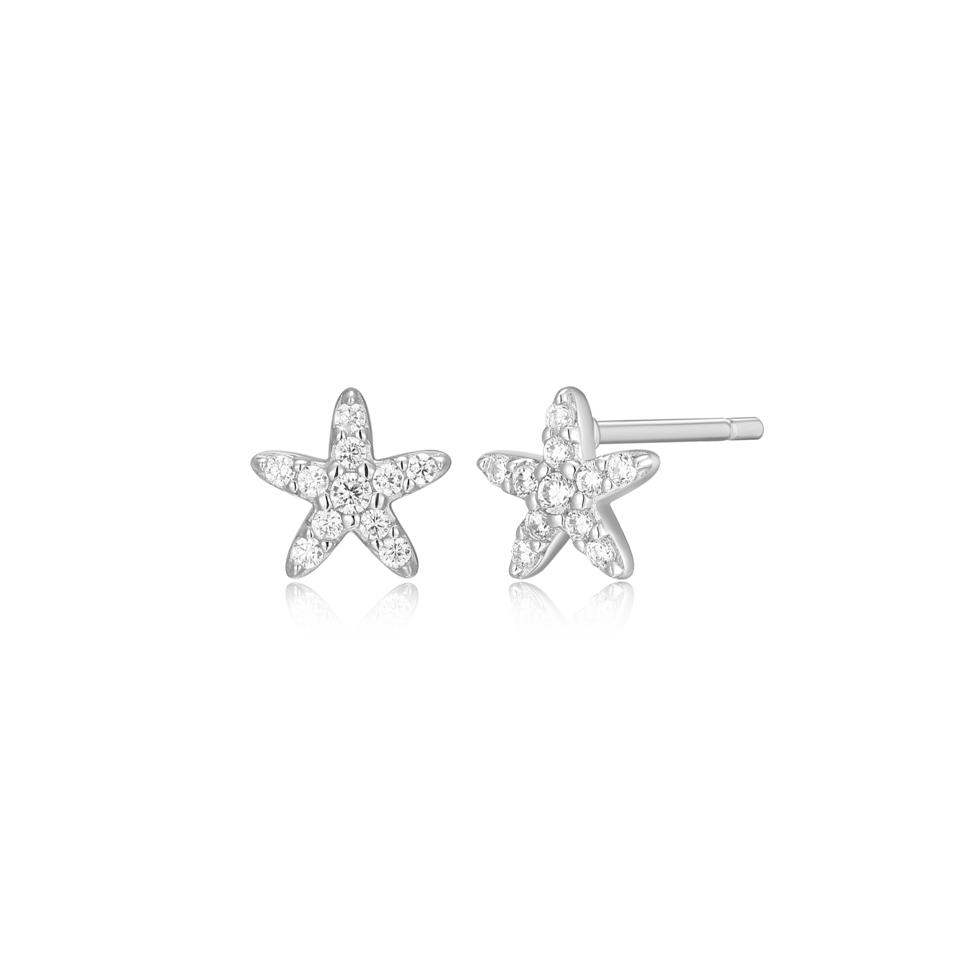 Starfish Stud Earrings in Rhodium-Plated Sterling Silver | M by Monte Luna