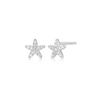Starfish Stud Earrings in Rhodium-Plated Sterling Silver | M by Monte Luna