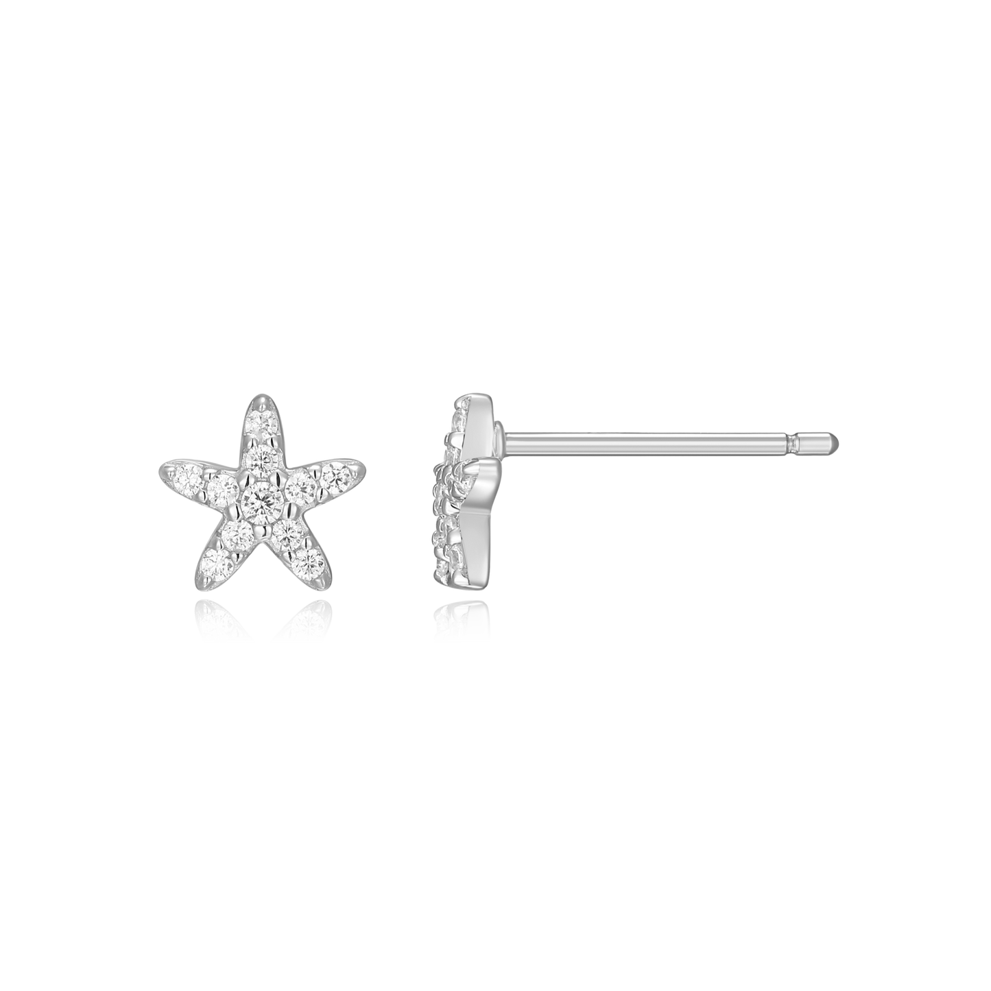 Starfish Stud Earrings in Rhodium-Plated Sterling Silver | M by Monte Luna
