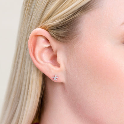 Starfish Stud Earrings in Rhodium-Plated Sterling Silver | M by Monte Luna