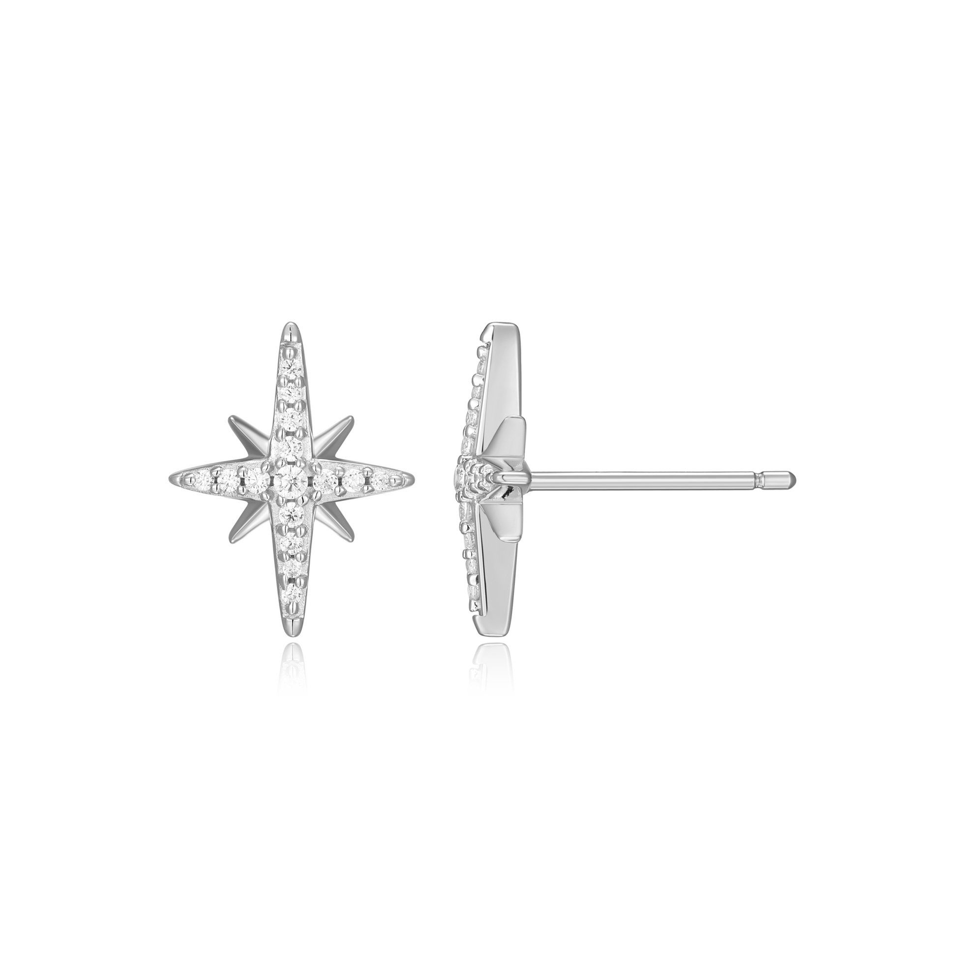 Cardinal Points Stud Earrings in Rhodium-Plated Sterling Silver | M by Monte Luna