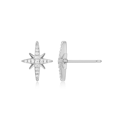 Cardinal Points Stud Earrings in Rhodium-Plated Sterling Silver | M by Monte Luna