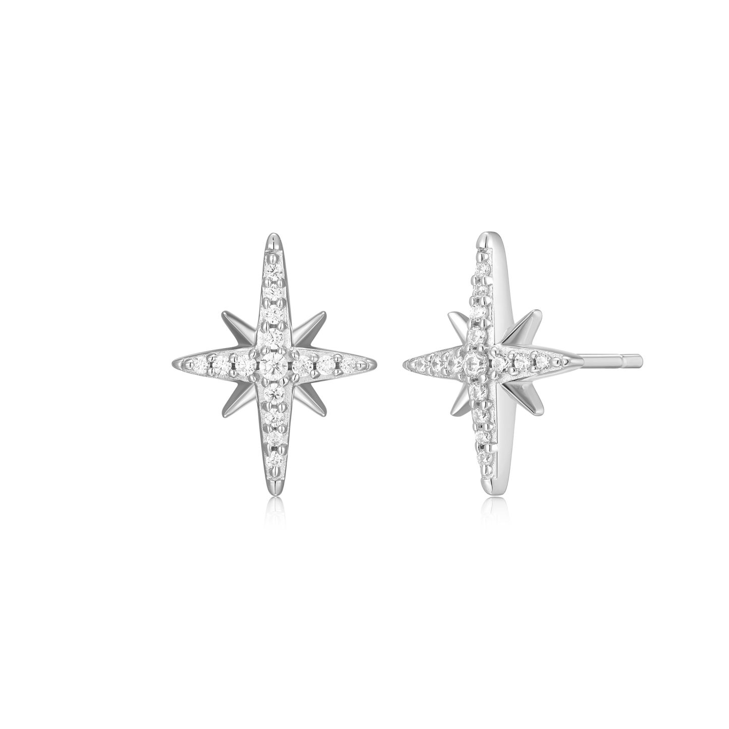 Cardinal Points Stud Earrings in Rhodium-Plated Sterling Silver | M by Monte Luna