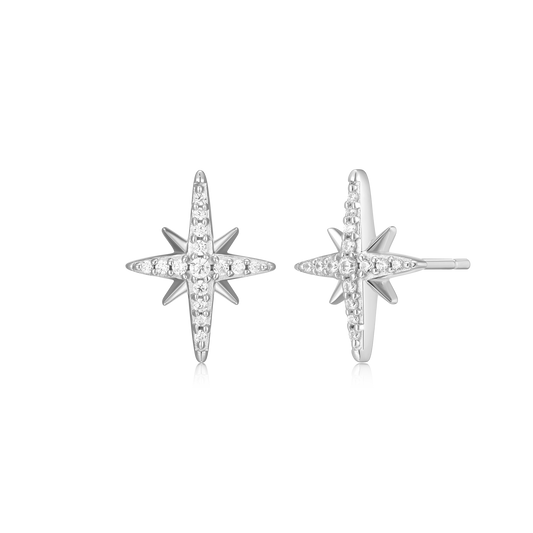 Cardinal Points Stud Earrings in Rhodium-Plated Sterling Silver | M by Monte Luna