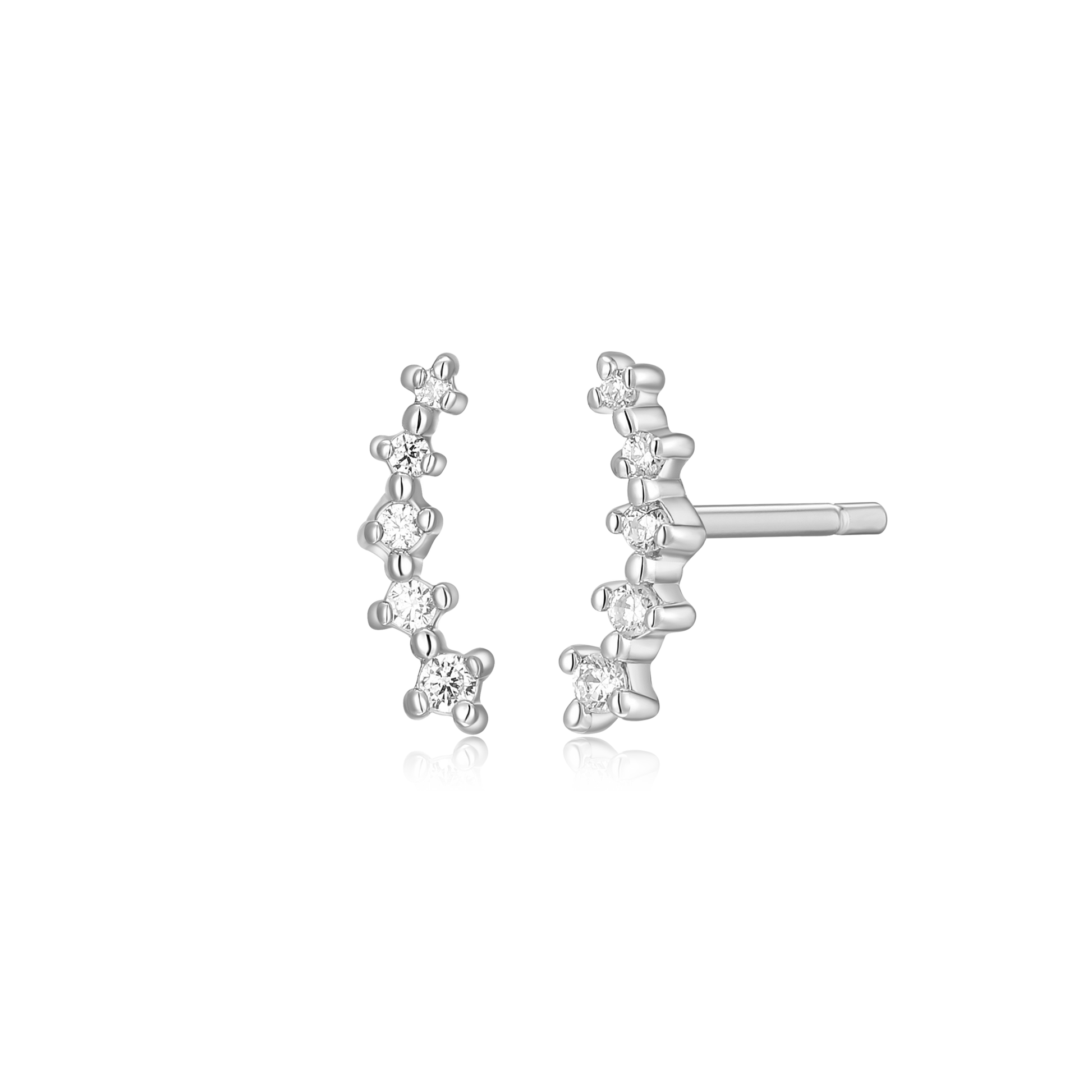 Climber Stud Earrings in Rhodium-Plated Sterling Silver | M by Monte Luna
