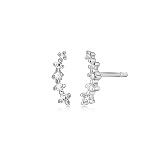 Climber Stud Earrings in Rhodium-Plated Sterling Silver | M by Monte Luna