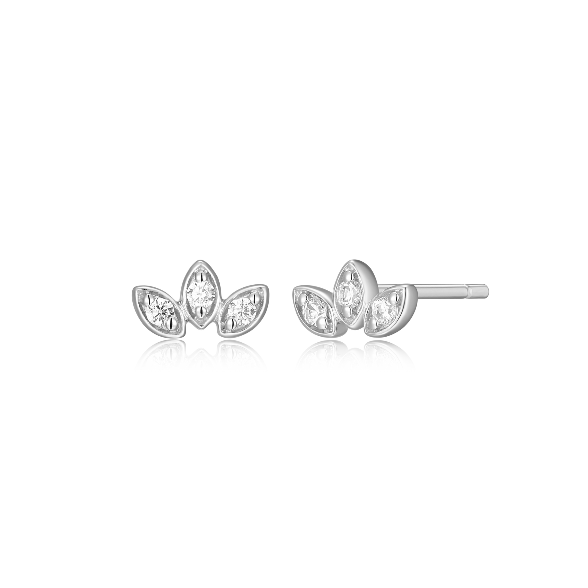 Triple Marquis Stud Earrings in Rhodium-Plated Sterling Silver | M by Monte Luna