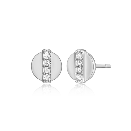 Round Dot Stud Earrings in Rhodium-Plated Sterling Silver | M by Monte Luna