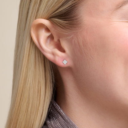 Star Pave Stud Earrings in Rhodium-Plated Sterling Silver | M by Monte Luna