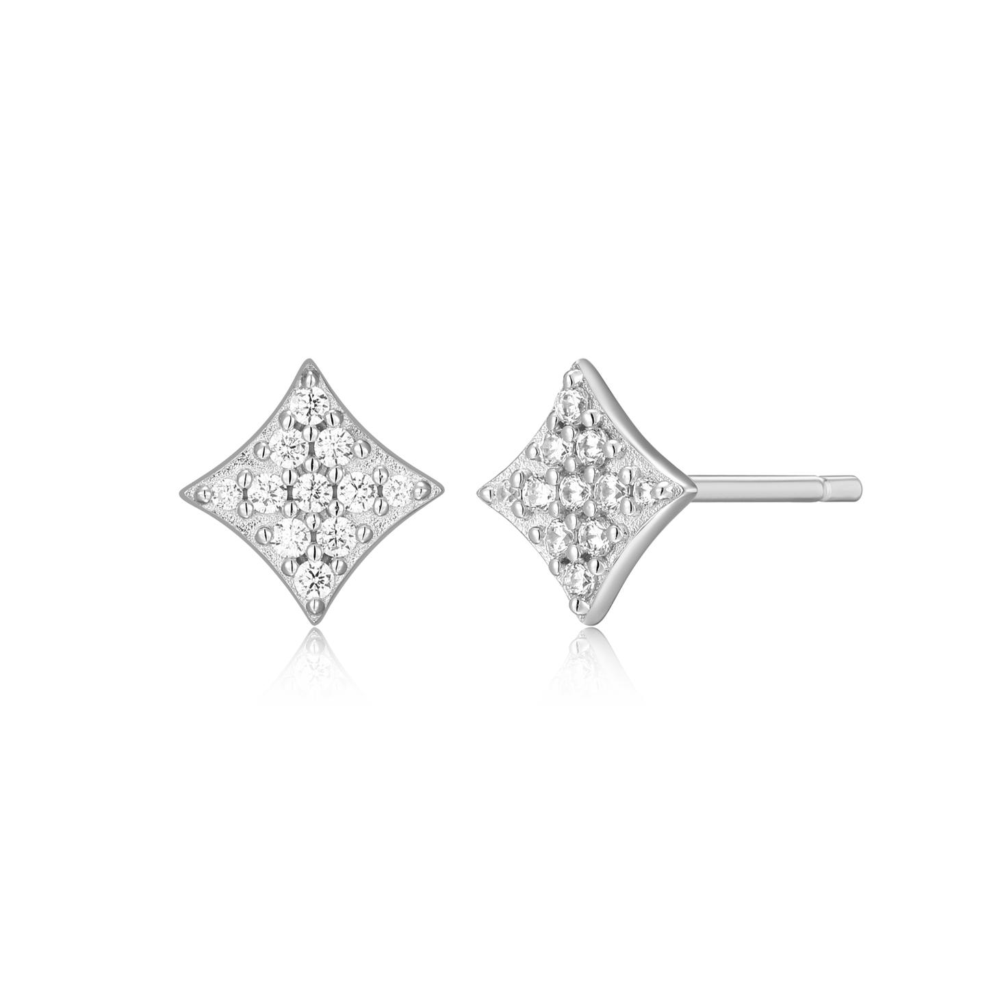 Star Pave Stud Earrings in Rhodium-Plated Sterling Silver | M by Monte Luna