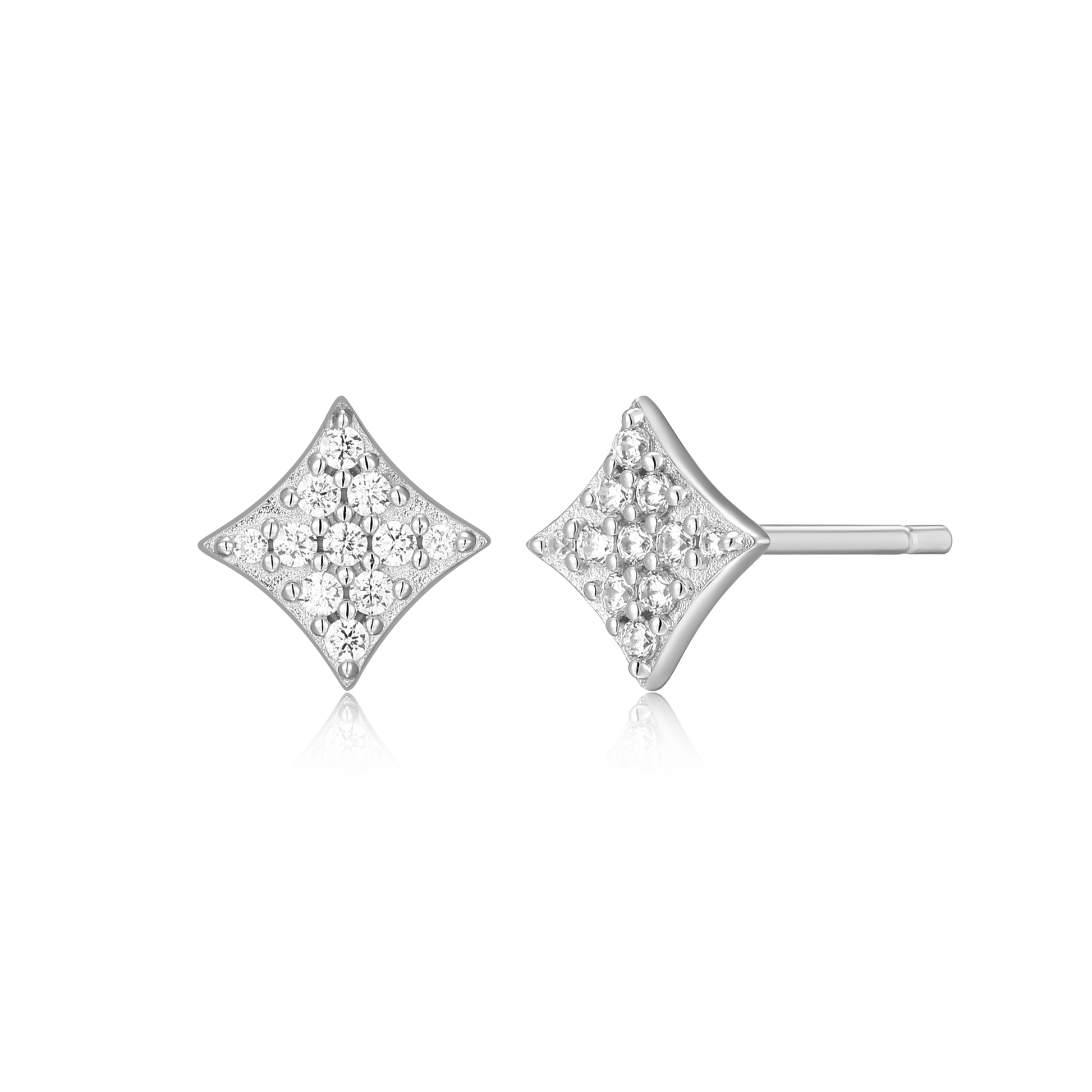 Star Pave Stud Earrings in Rhodium-Plated Sterling Silver | M by Monte Luna
