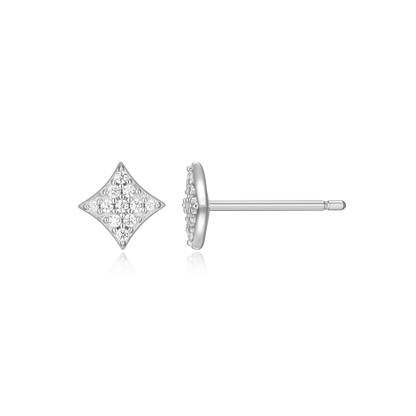 Star Pave Stud Earrings in Rhodium-Plated Sterling Silver | M by Monte Luna