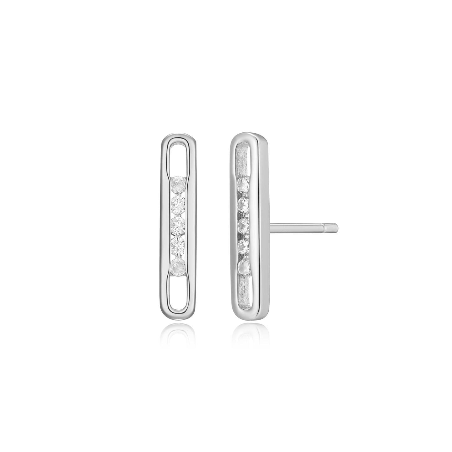 Paperclip Stud Earrings in Rhodium-Plated Sterling Silver | M by Monte Luna