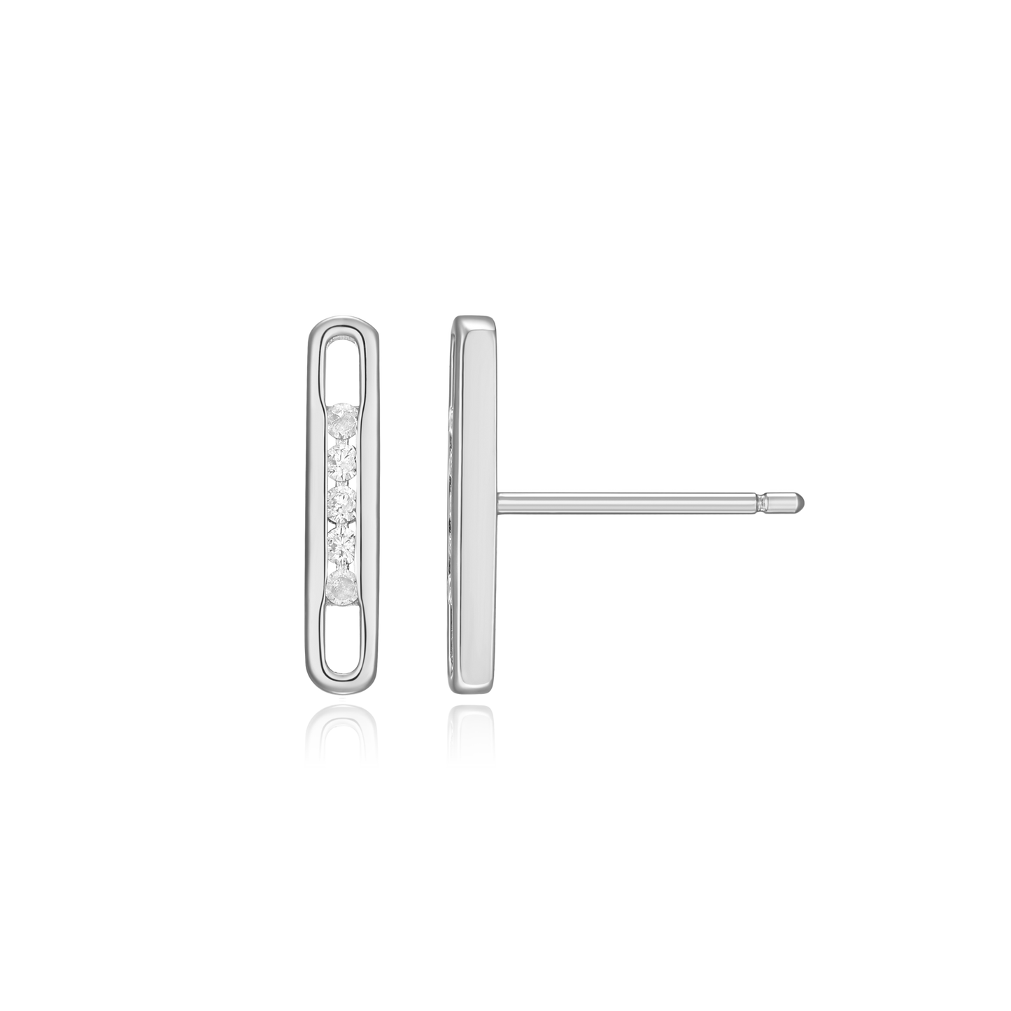 Paperclip Stud Earrings in Rhodium-Plated Sterling Silver | M by Monte Luna