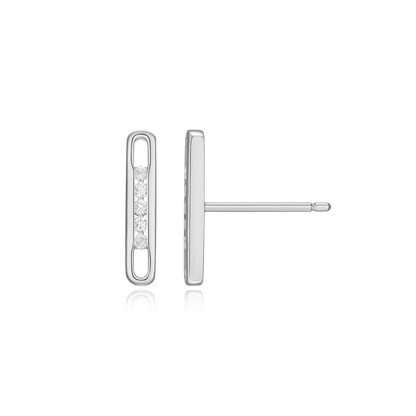 Paperclip Stud Earrings in Rhodium-Plated Sterling Silver | M by Monte Luna