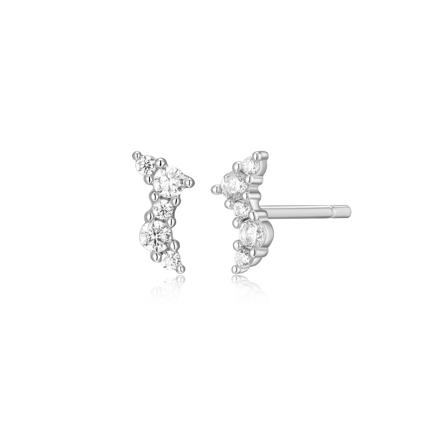 Scattered Lab-Created Diamond Stud Earrings in Rhodium-Plated Sterling Silver | M by Monte Luna