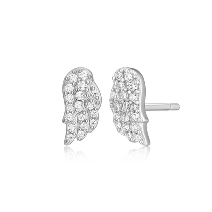 Wing Stud Earrings in Rhodium-Plated Sterling Silver | M by Monte Luna