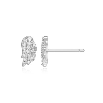 Wing Stud Earrings in Rhodium-Plated Sterling Silver | M by Monte Luna