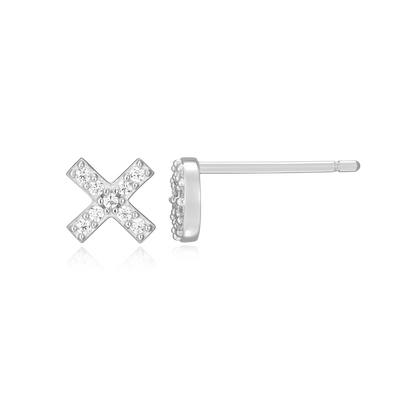 XO Stud Earrings in Rhodium-Plated Sterling Silver | M by Monte Luna