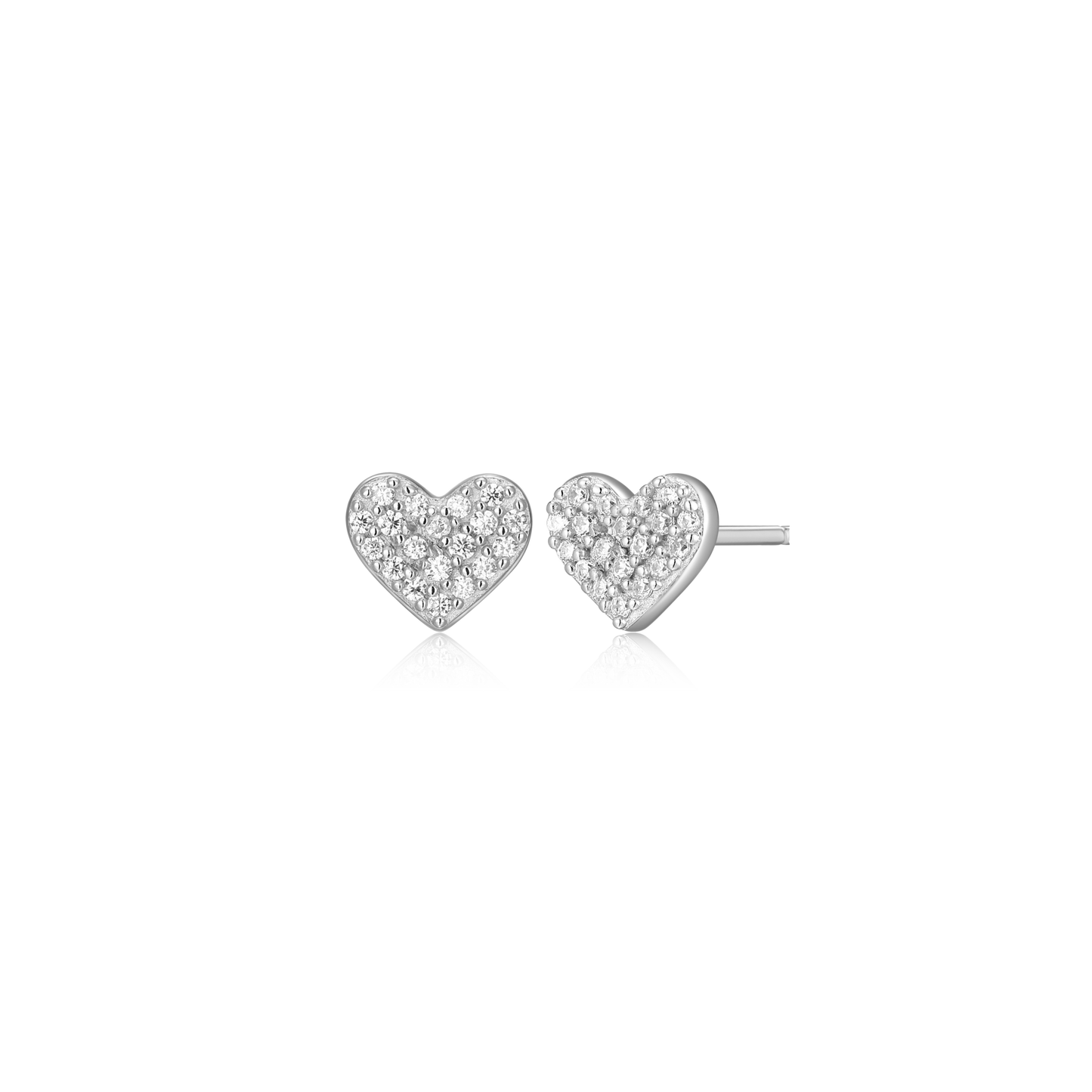 Heart Stud Earrings in Rhodium-Plated Sterling Silver | M by Monte Luna
