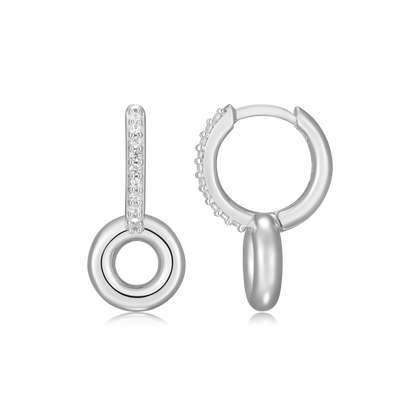 Donut Drop Huggie Earrings in Rhodium-Plated Sterling Silver | M by Monte Luna