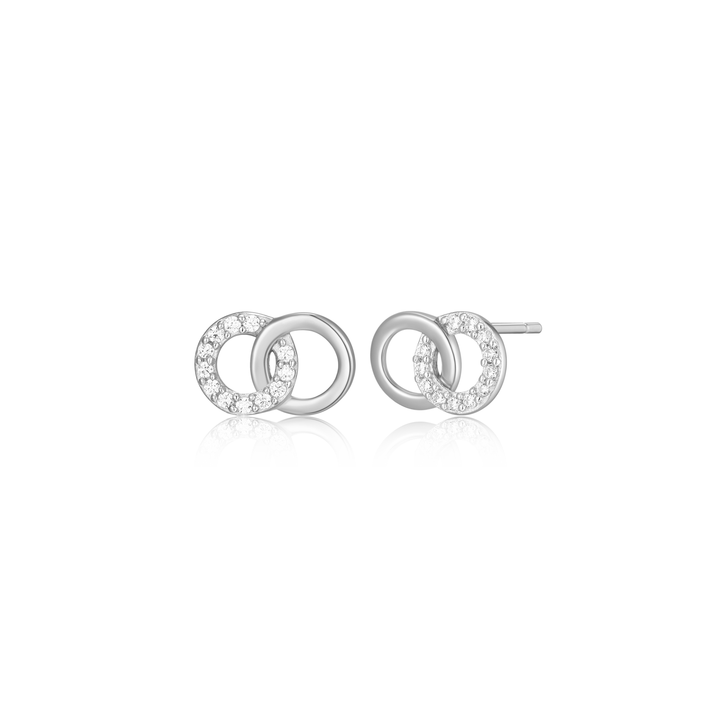 Twin Circle Stud Earrings in Rhodium-Plated Sterling Silver | M by Monte Luna