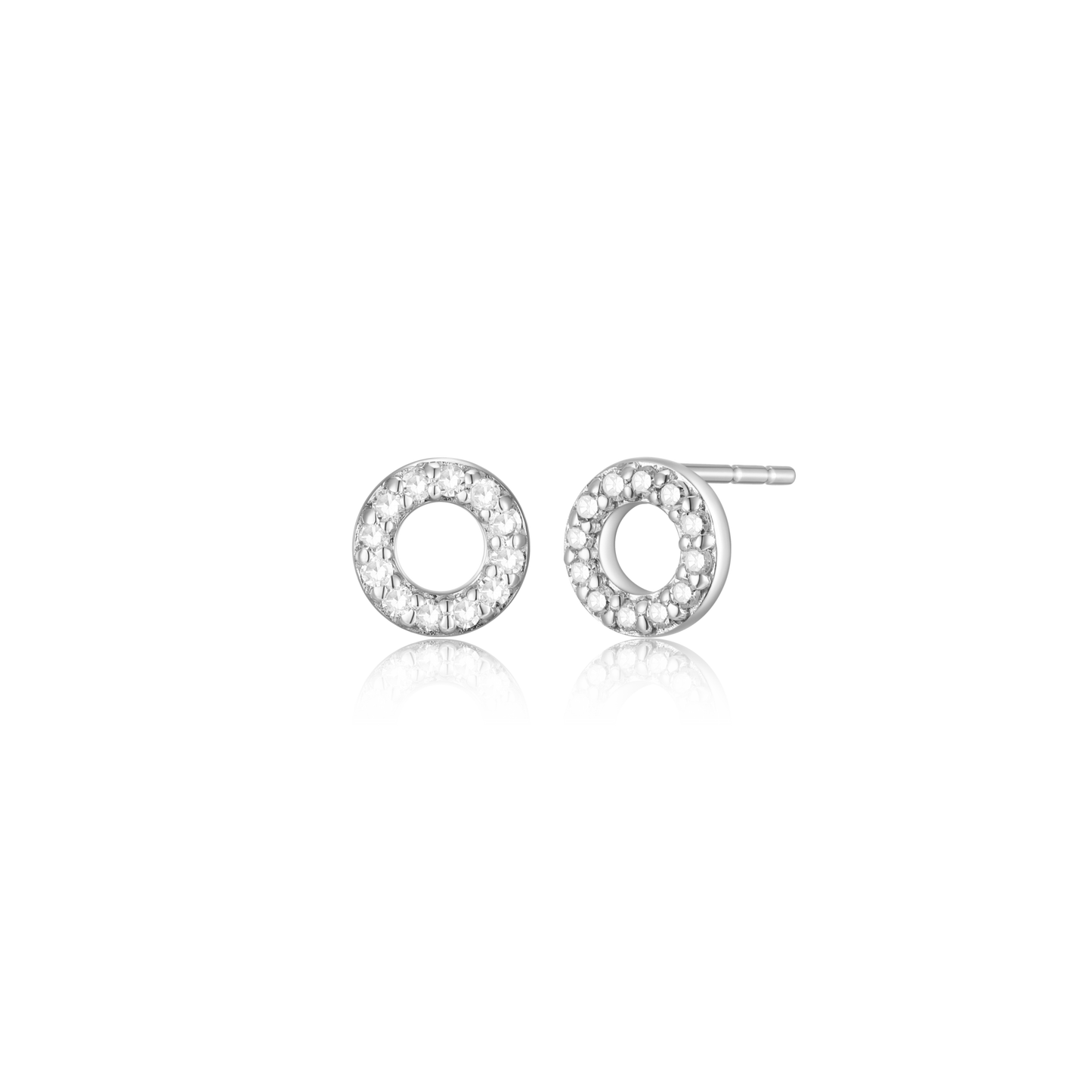 Open Circle Stud Earrings in Rhodium-Plated Sterling Silver | M by Monte Luna