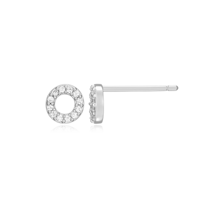 Open Circle Stud Earrings in Rhodium-Plated Sterling Silver | M by Monte Luna