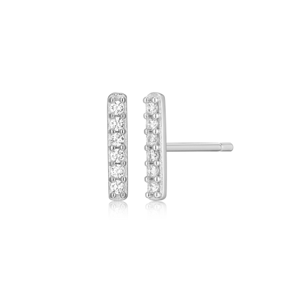 Bar Stud Earrings in Rhodium-Plated Sterling Silver | M by Monte Luna
