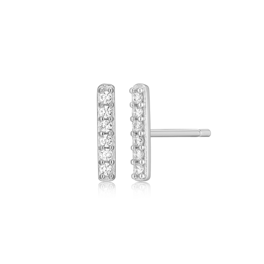 Bar Stud Earrings in Rhodium-Plated Sterling Silver | M by Monte Luna