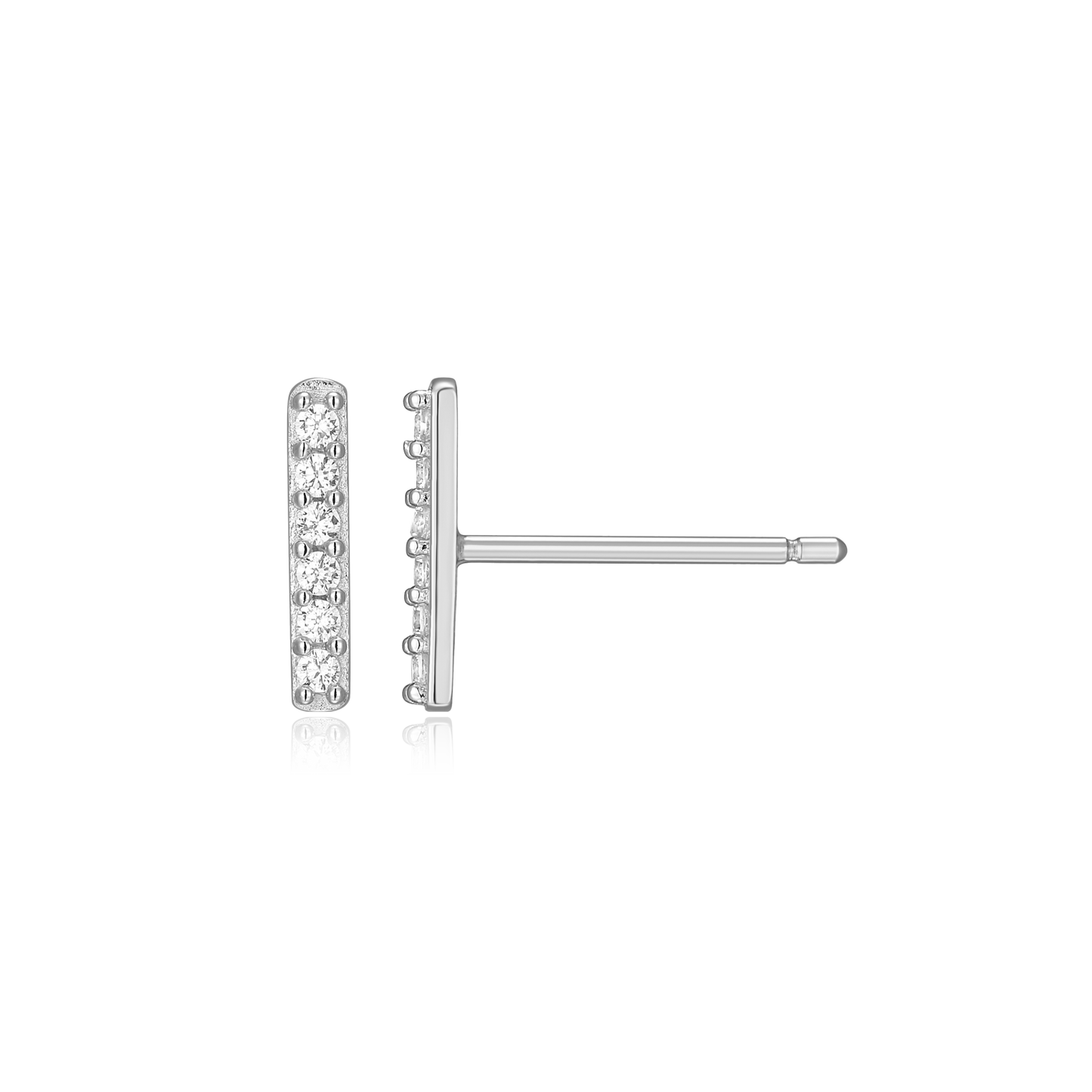Bar Stud Earrings in Rhodium-Plated Sterling Silver | M by Monte Luna