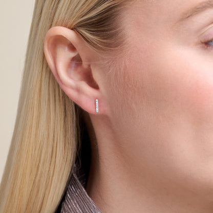 Bar Stud Earrings in Rhodium-Plated Sterling Silver | M by Monte Luna