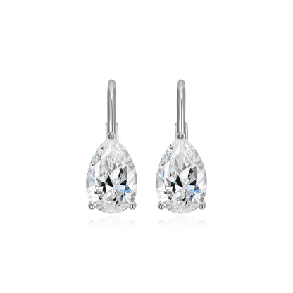RE0184W - Pear-Cut CZ Leverback Earrings | reign