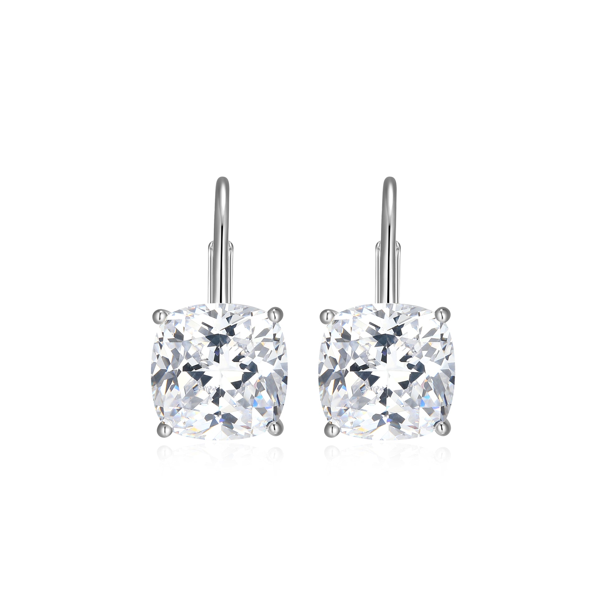 RE0185W - Cushion-Cut CZ Leverback Earrings | reign