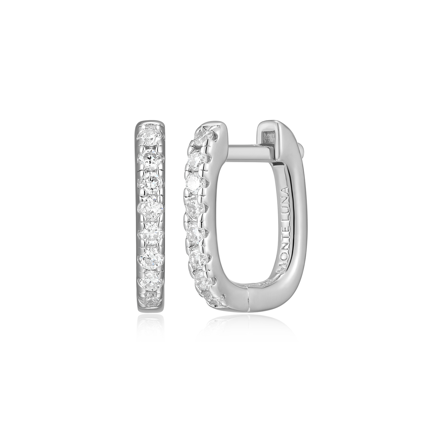 Cushion Hoop Earrings in Rhodium-Plated Sterling Silver | M by Monte Luna