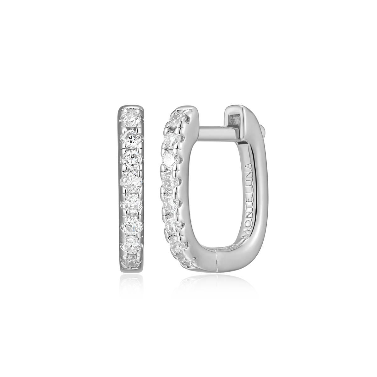 Cushion Hoop Earrings in Rhodium-Plated Sterling Silver | M by Monte Luna