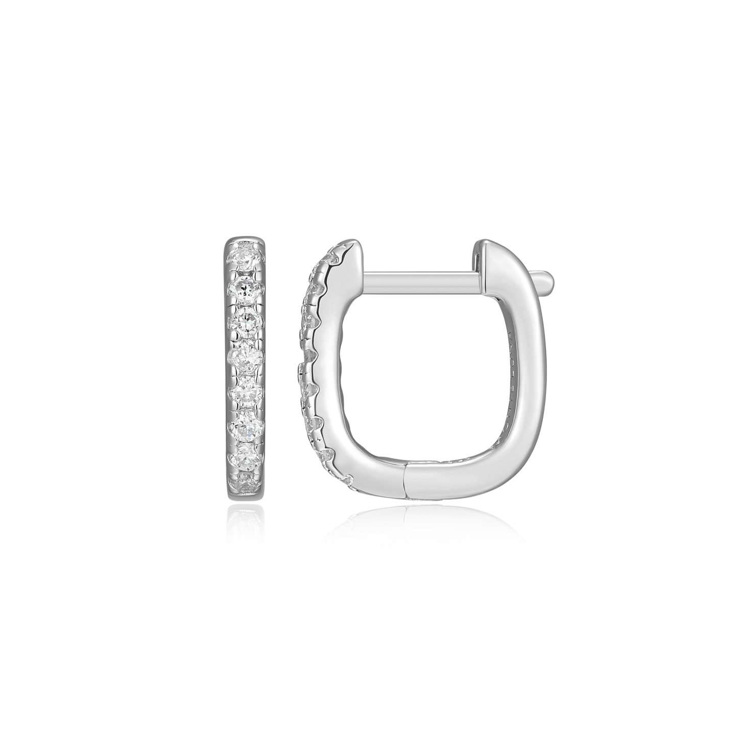 Cushion Hoop Earrings in Rhodium-Plated Sterling Silver | M by Monte Luna