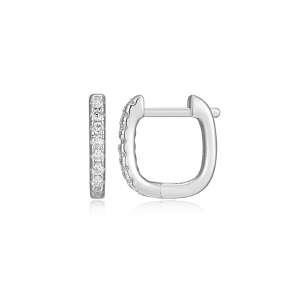 Cushion Hoop Earrings in Rhodium-Plated Sterling Silver | M by Monte Luna