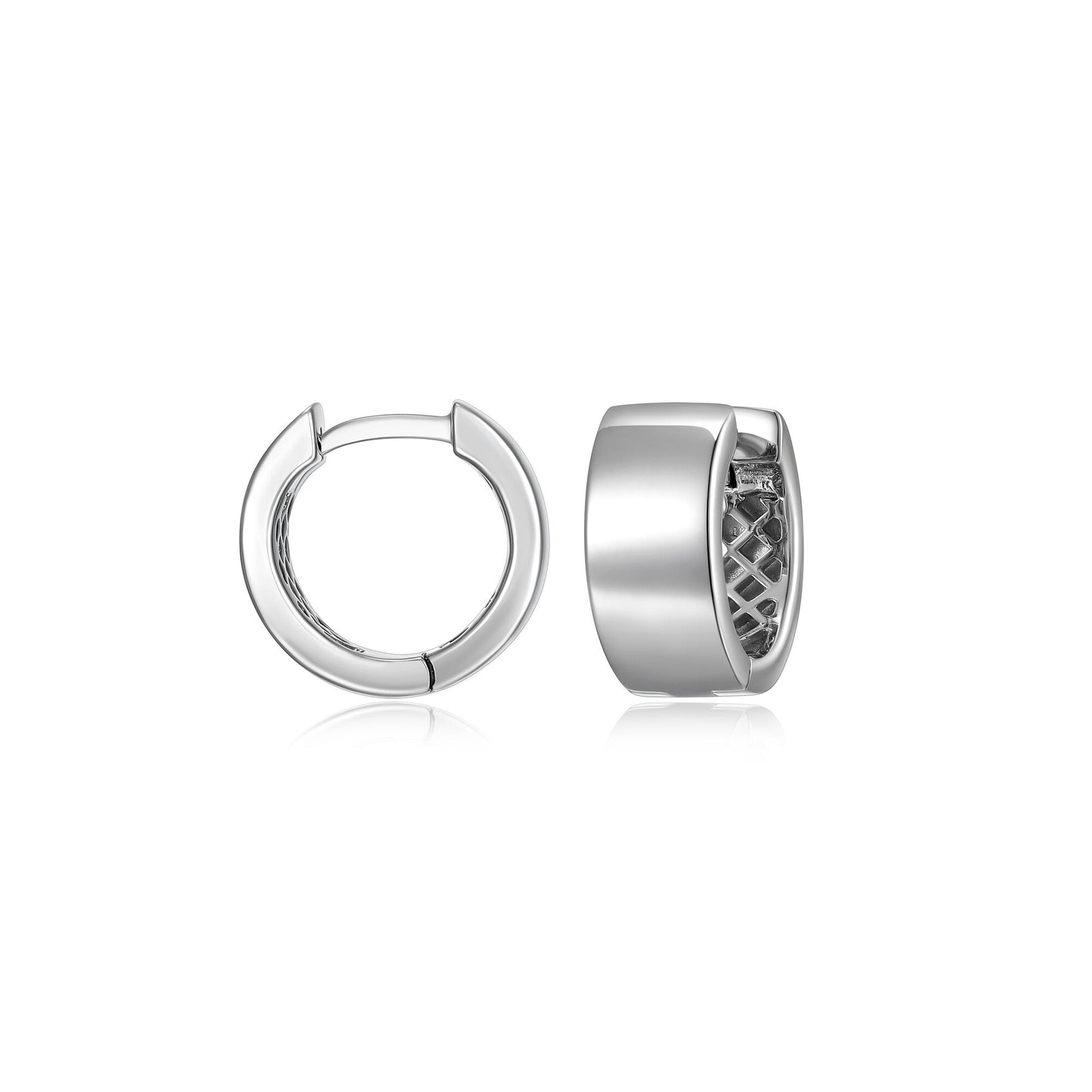 Basic Rhodium Plated Sterling Silver Huggie Earrings - UE23R | ethos