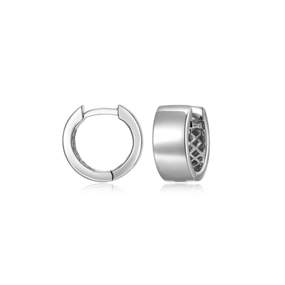 Basic Rhodium Plated Sterling Silver Huggie Earrings - UE23R | ethos