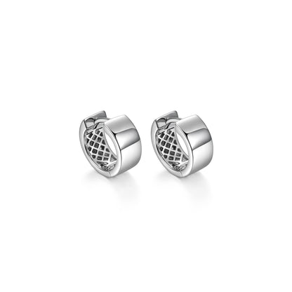 Basic Rhodium Plated Sterling Silver Huggie Earrings - UE23R | ethos
