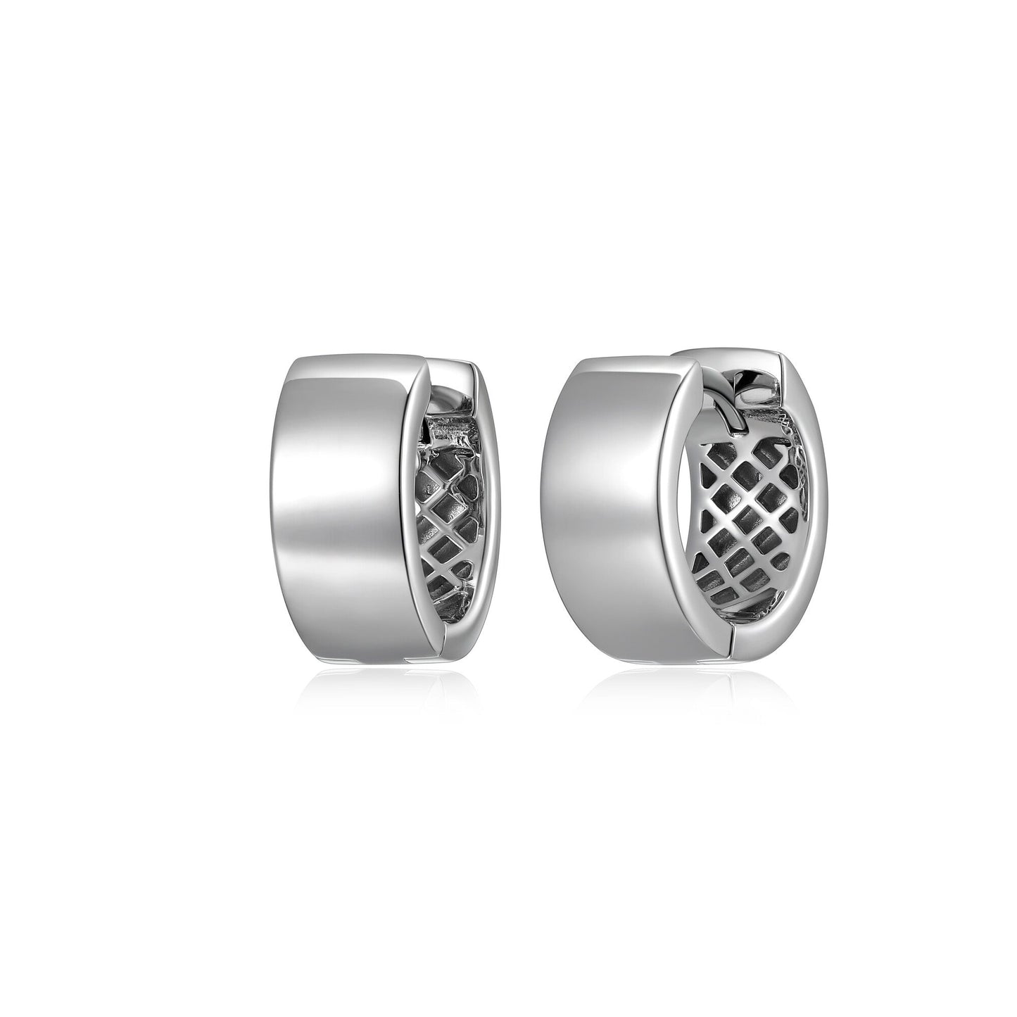 Basic Rhodium Plated Sterling Silver Huggie Earrings - UE23R | ethos