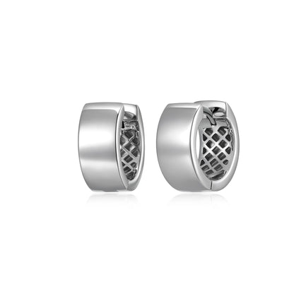 Basic Rhodium Plated Sterling Silver Huggie Earrings - UE23R | ethos