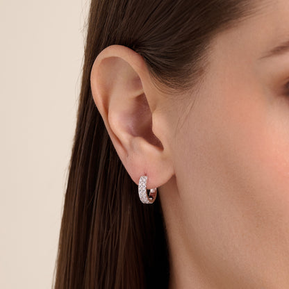 Double Row Hoop Earrings in Rhodium-Plated Sterling Silver | M by Monte Luna