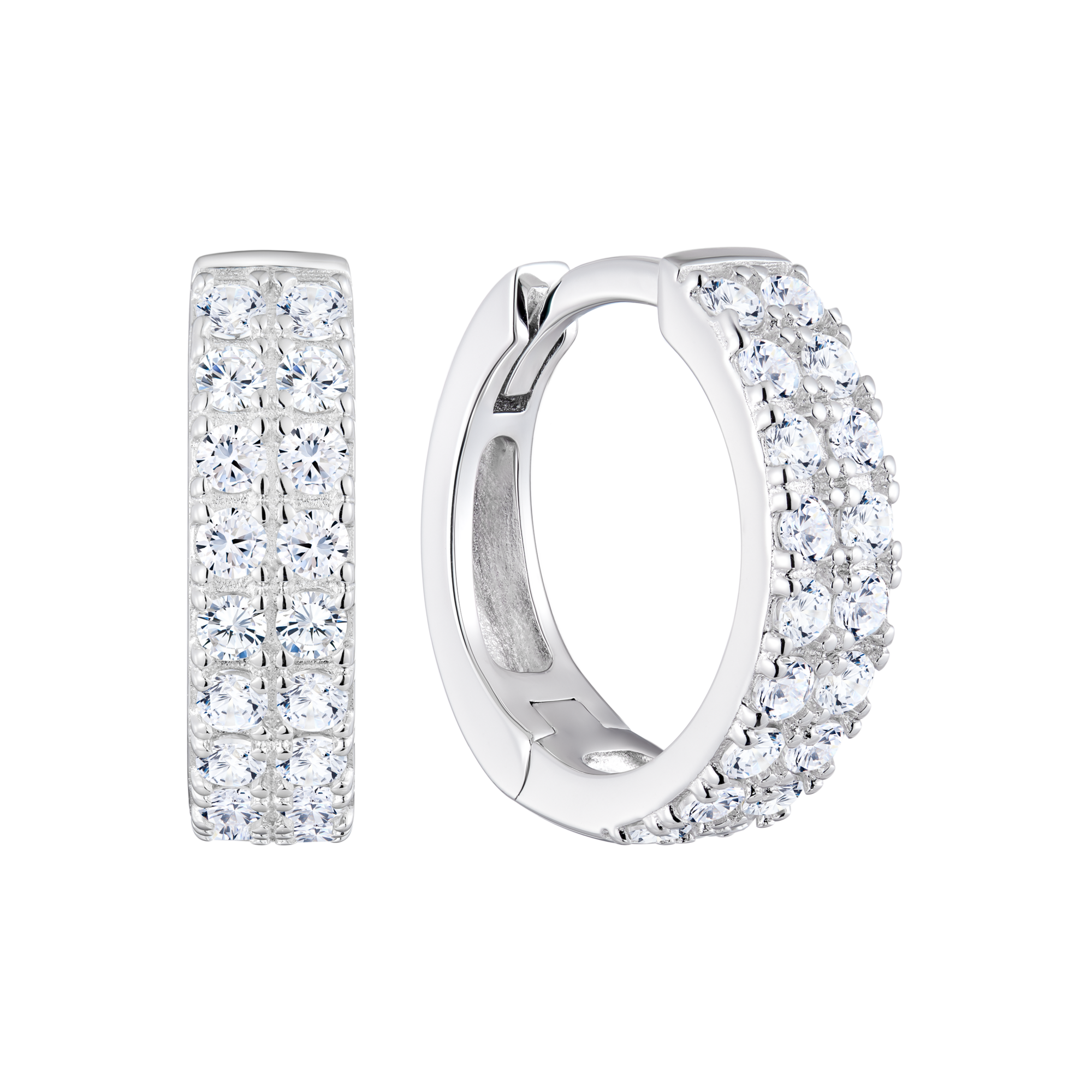 Double Row Hoop Earrings in Rhodium-Plated Sterling Silver | M by Monte ...