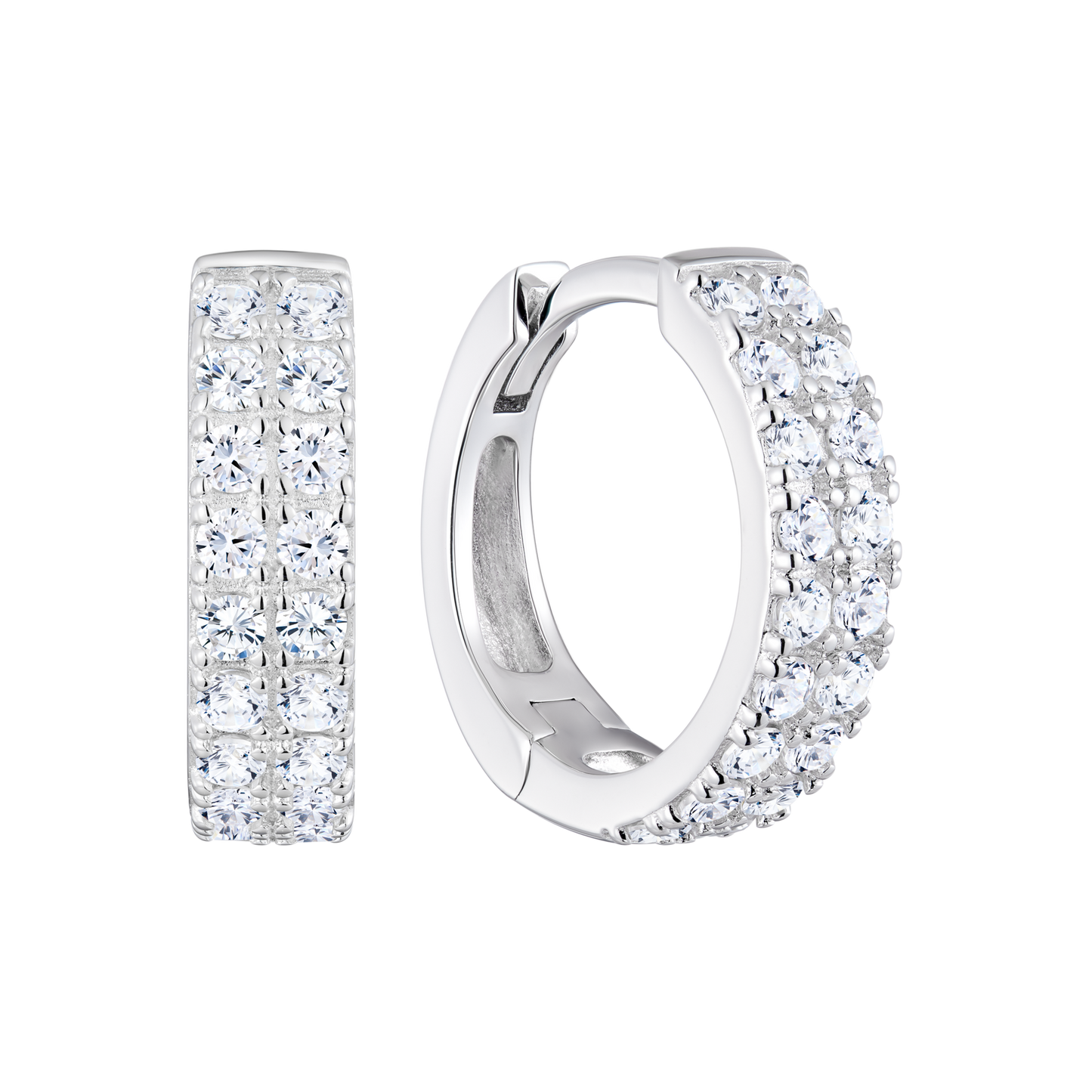 Double Row Hoop Earrings in Rhodium-Plated Sterling Silver | M by Monte Luna