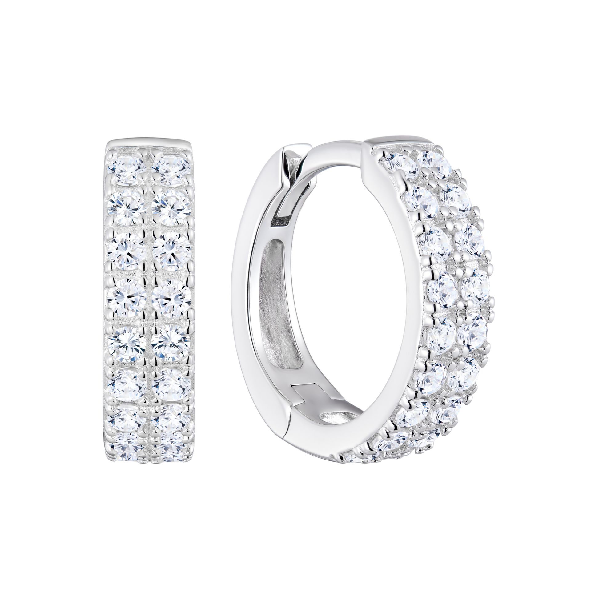 Double Row Hoop Earrings in Rhodium-Plated Sterling Silver | M by Monte Luna