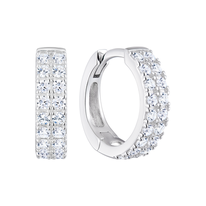 Double Row Hoop Earrings in Rhodium-Plated Sterling Silver | M by Monte Luna